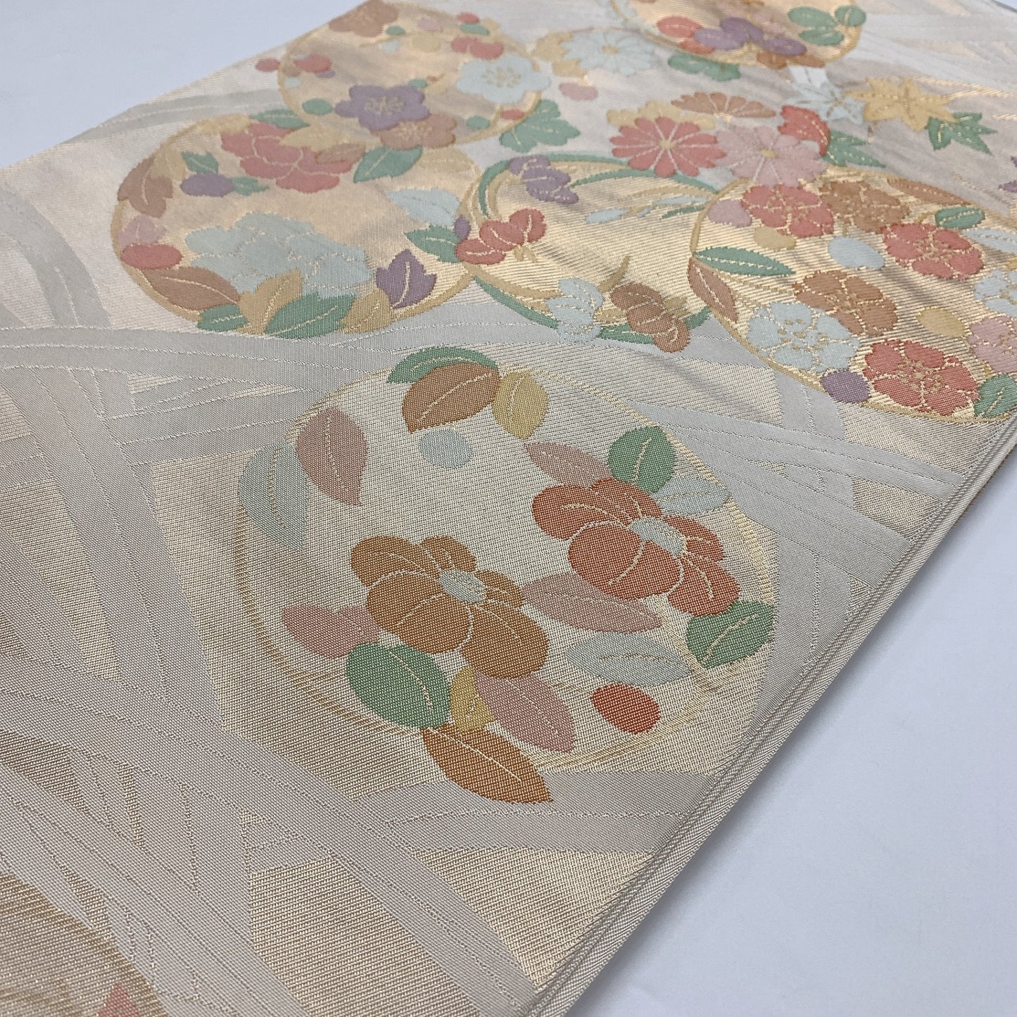 9009# Japanese Vintage Fukuro Obi Belt Kimono Fabric Silk Traditional