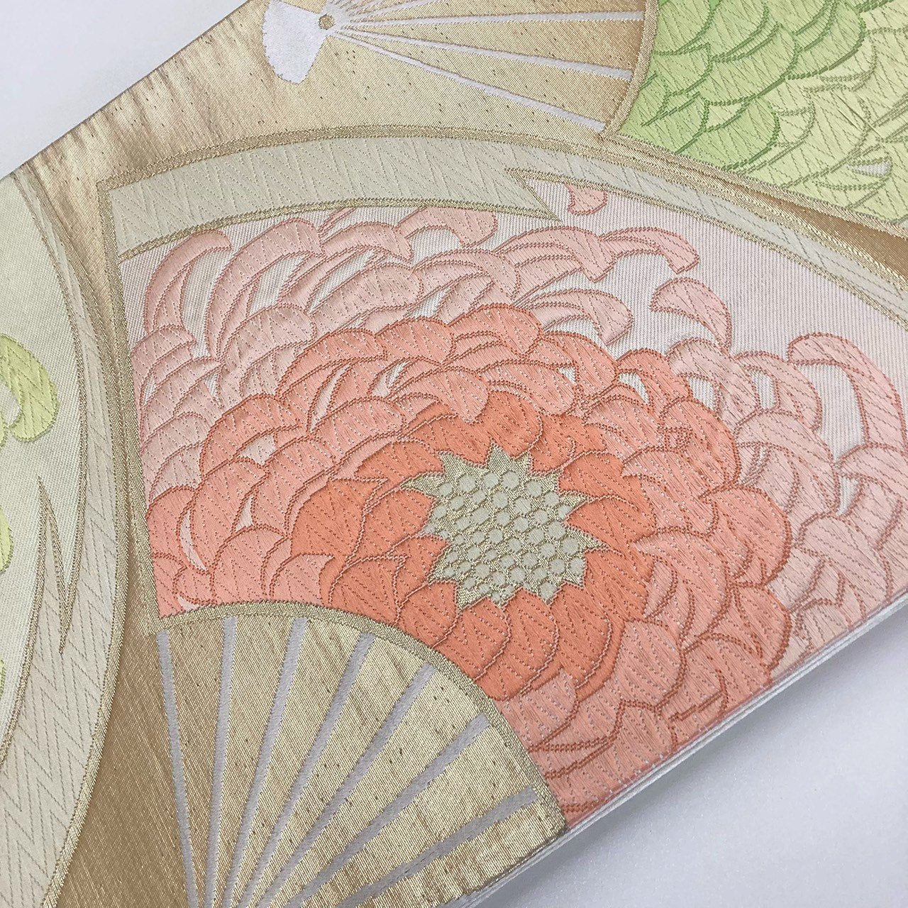 ［8815］袋帯 扇草花文様 金彩 六通 正絹 着物 フォーマル