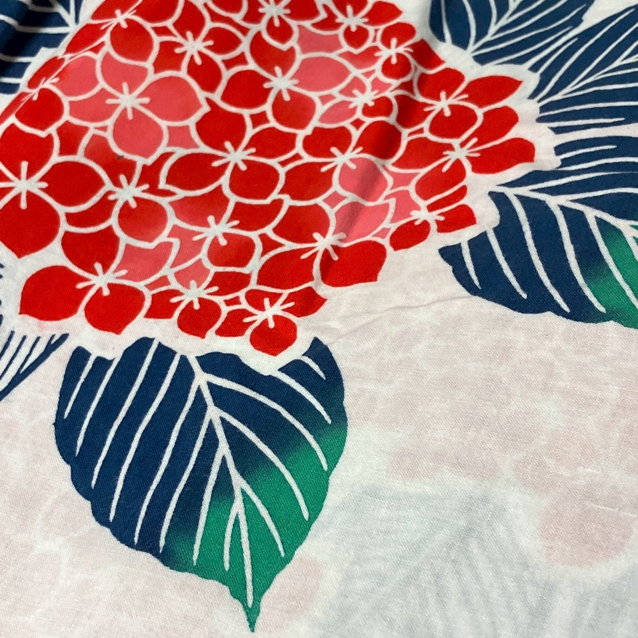 ［9430］浴衣 あじさい 紫陽花文様 ゆかた 綿 リメイク 白 レディース