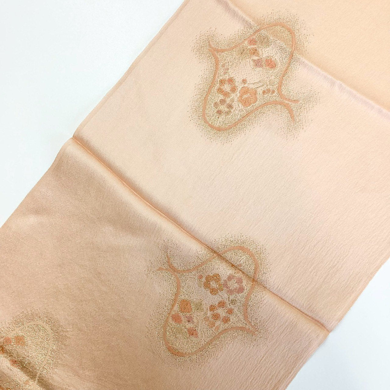 ［8250］帯締め 帯揚げ セット 草花文様 金糸 正絹 着物 帯絞め