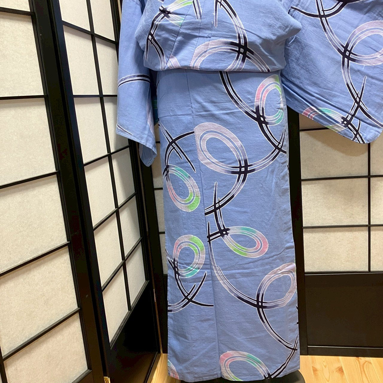 ［9147］浴衣 幾何学模様 ぼかし ゆかた レディース リメイク 綿