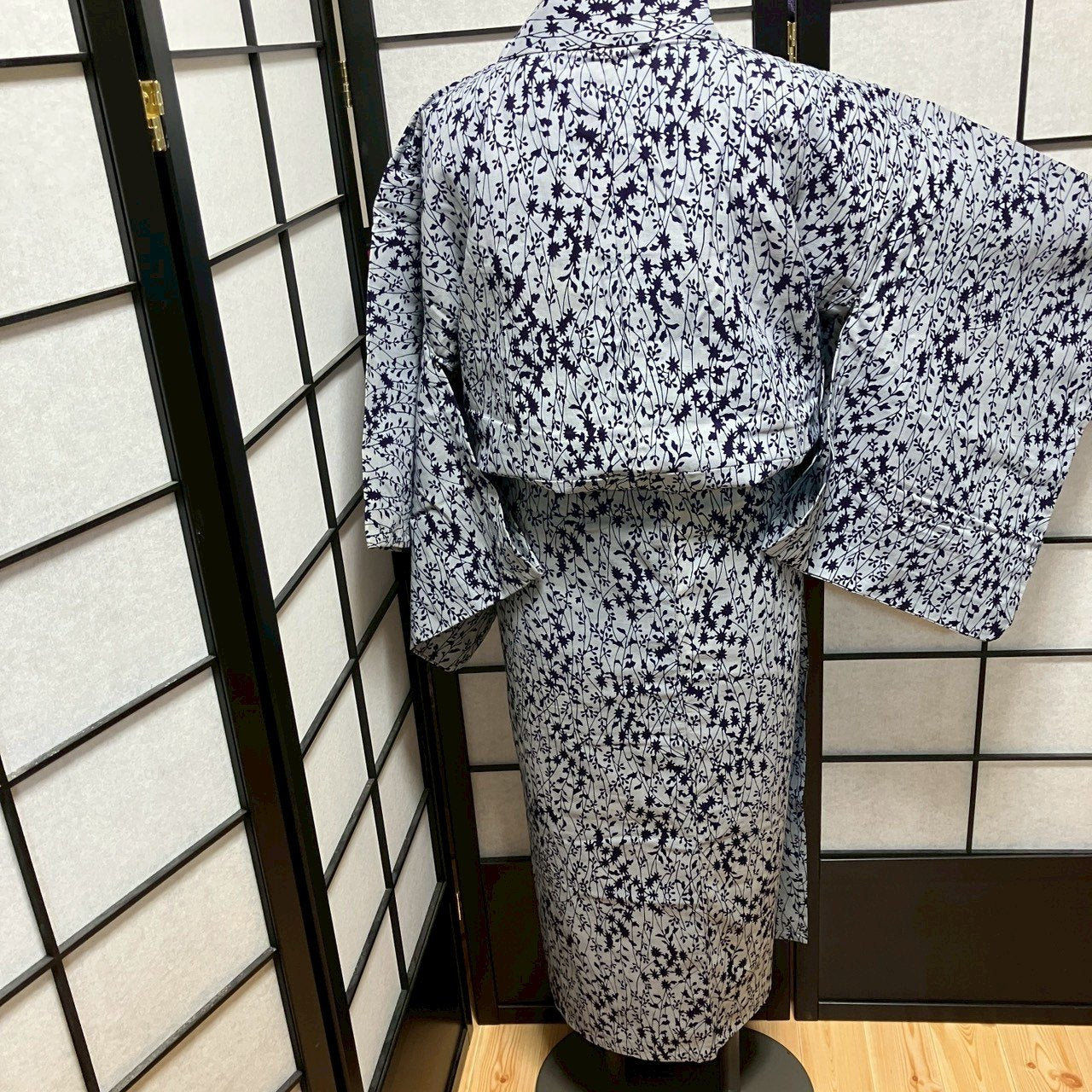 ［9493］浴衣 枝花文様 ゆかた レディース 綿 リメイク