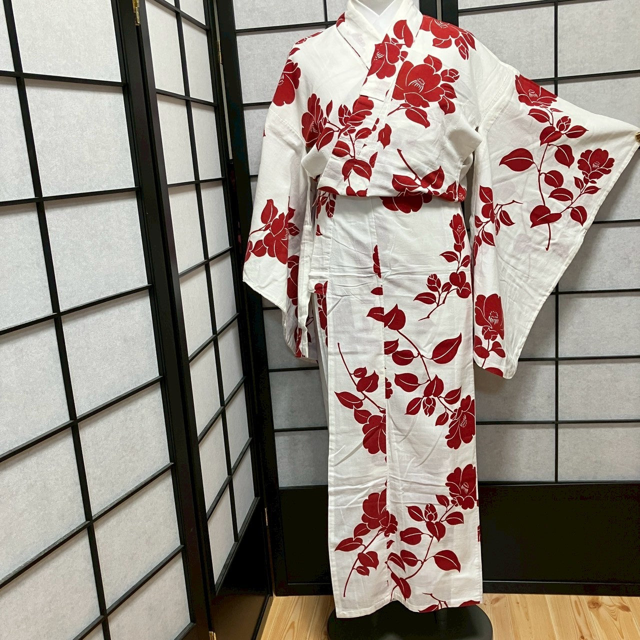 ［9090］浴衣 枝花文様 綿 レディース ゆかた リメイク