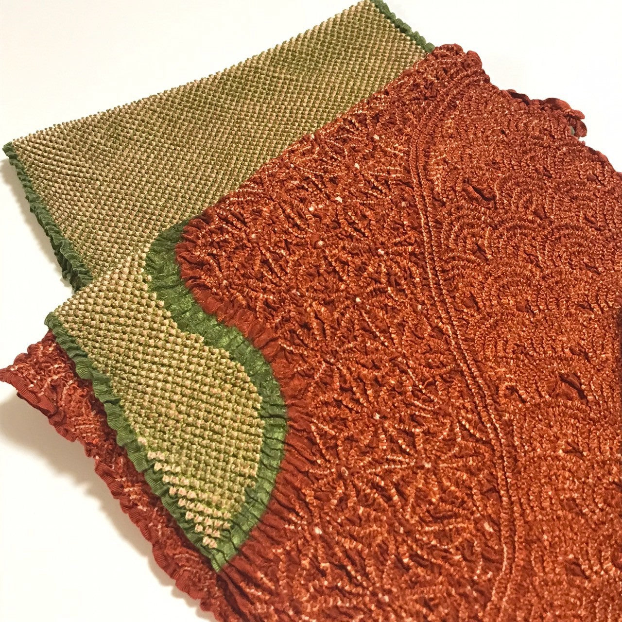 ［9939］帯締め 帯揚げ セット 美品 麻の葉吉祥文様 総絞り 正絹 着物 帯絞め 振袖 成人式