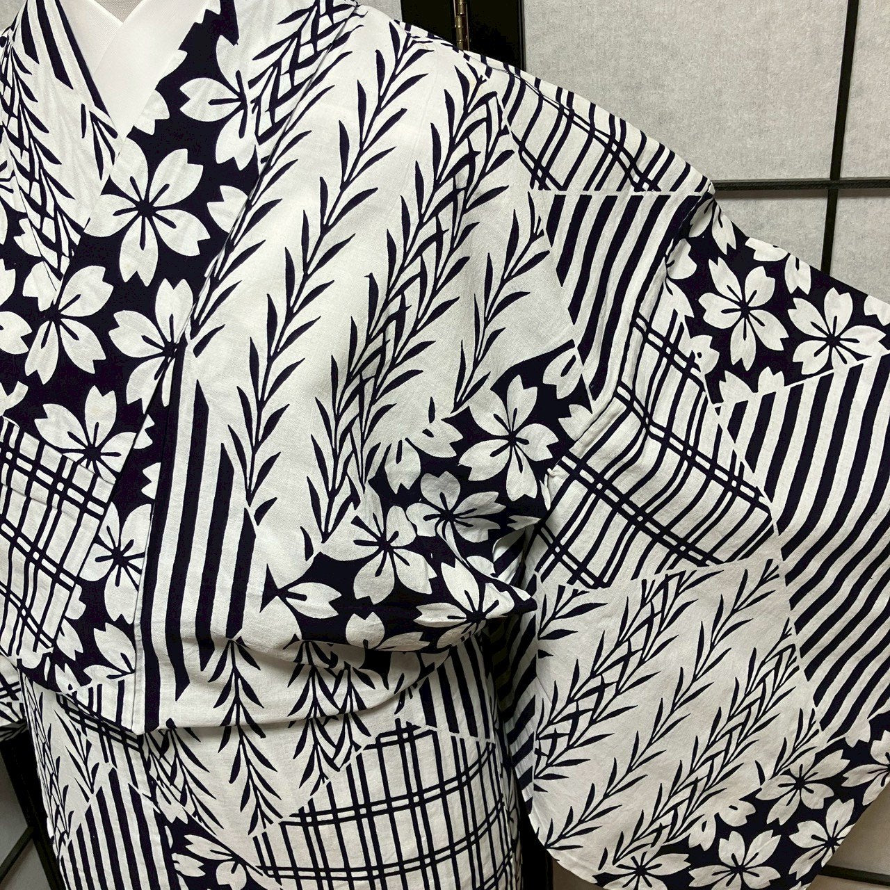［9067］浴衣 草花吉祥文様 ゆかた レディース 綿 リメイク