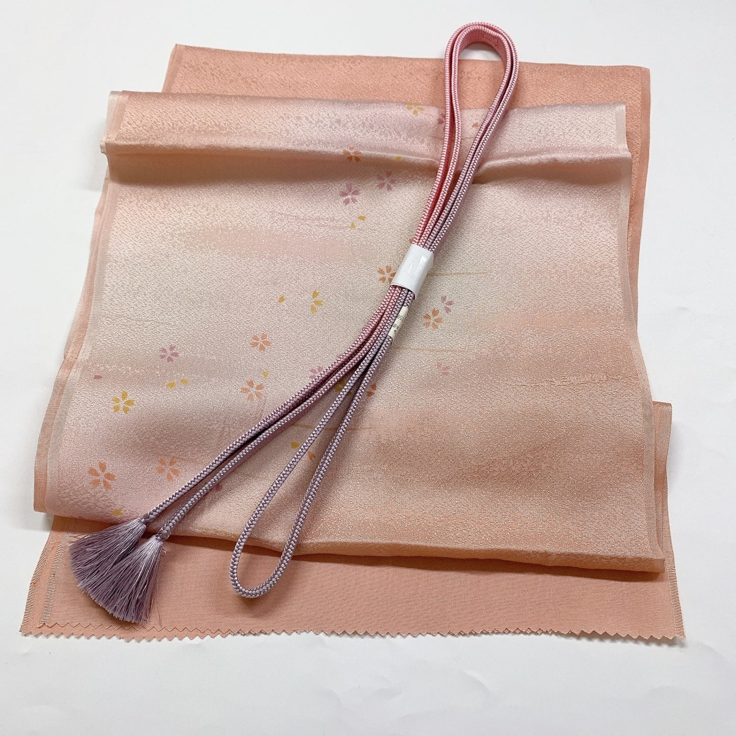 ［8645］帯締め 帯揚げ セット 花散らし 銀糸 ぼかし 正絹 着物 帯絞め