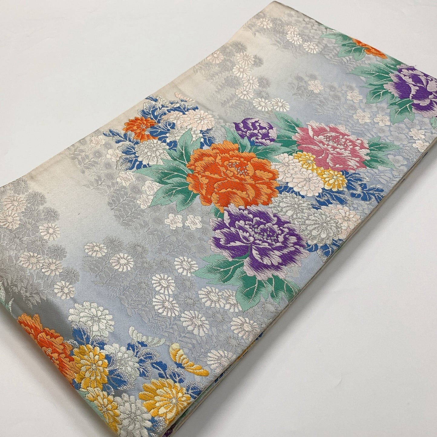 ［8958］袋帯 草花文様 銀糸 六通 正絹 着物 フォーマル