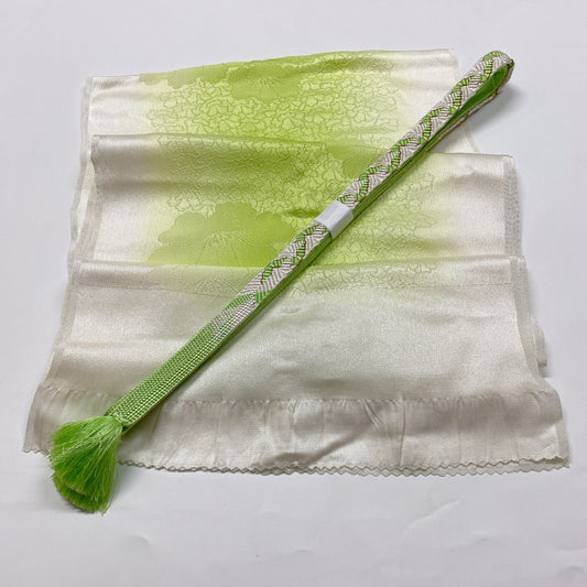 ［8618］帯締め 帯揚げ セット 椿花文様 ぼかし 正絹 着物 帯絞め