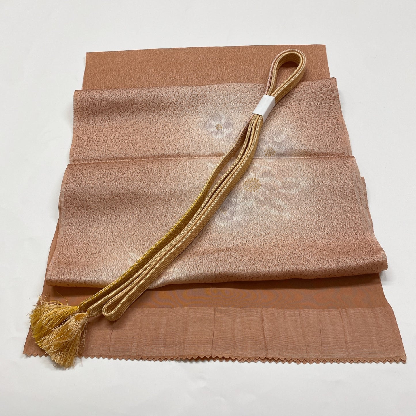 ［8354］帯締め 帯揚げ セット 草花文様 金彩 ぼかし 正絹 着物 帯絞め