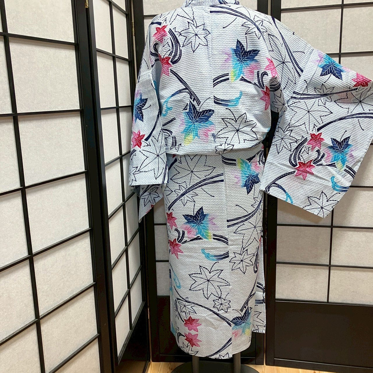 ［9166］浴衣 楓文様 ぼかし 絞り調 ゆかた レディース 綿 リメイク