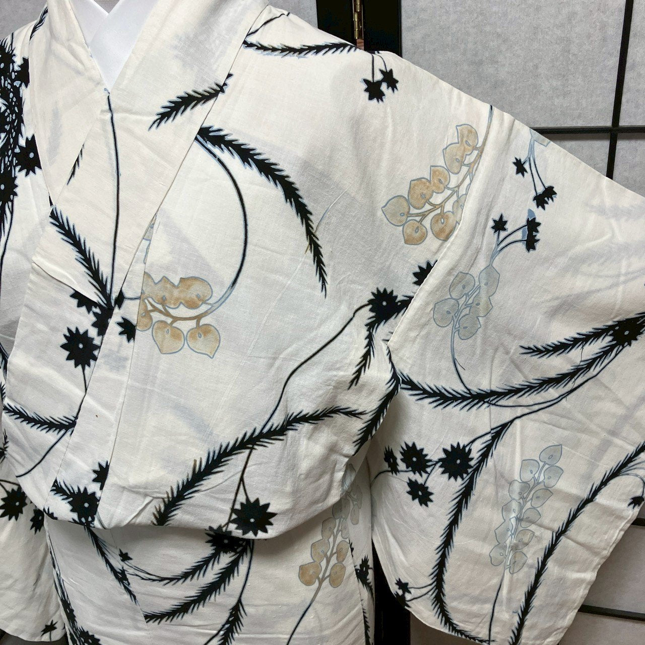 ［9089］浴衣 草木文様 綿 レディース ゆかた リメイク
