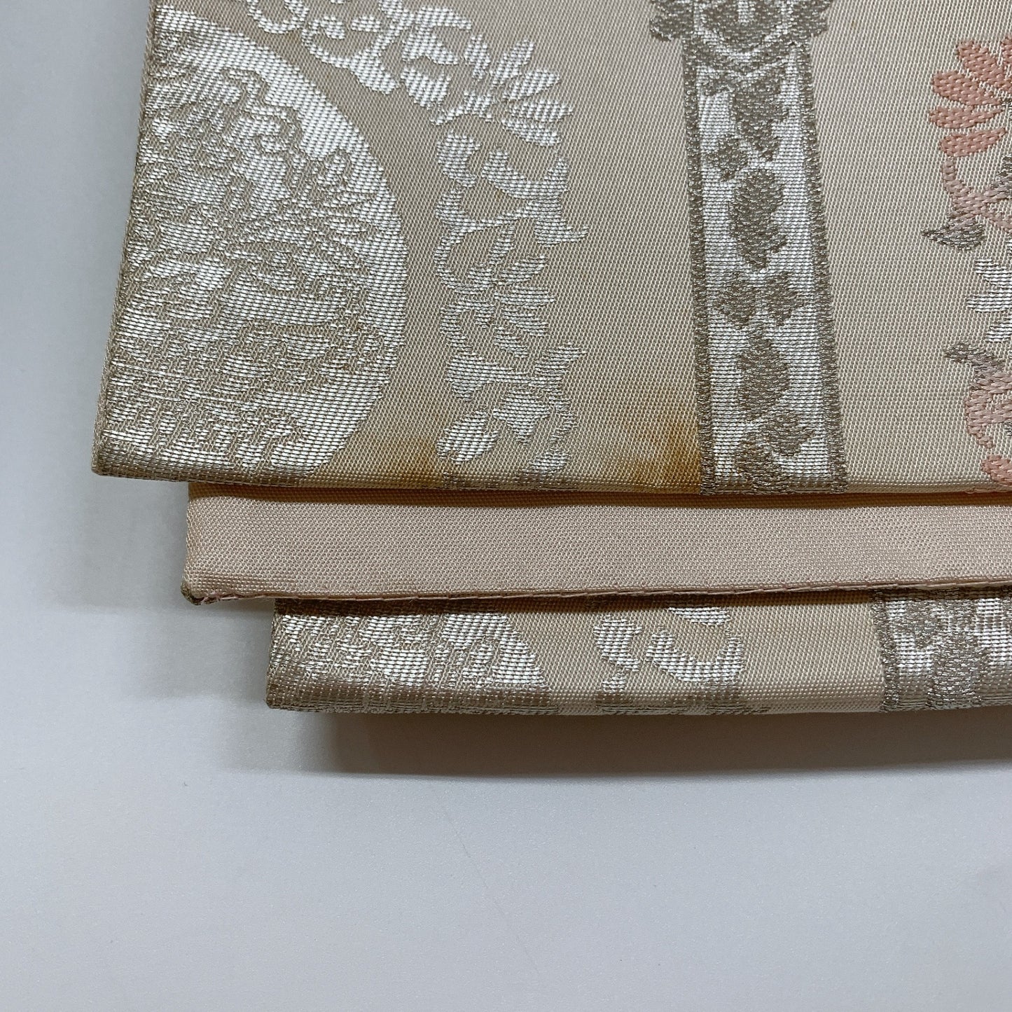 ［8967］袋帯 花丸亀甲文様 銀糸 六通 正絹 着物 フォーマル