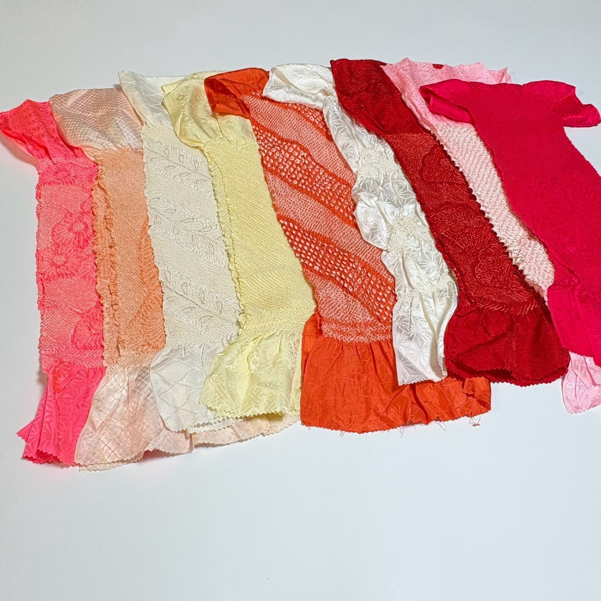 0262# Japanese Vintage Bundle 35pcs Set Bulk Obiage Kimono Silk Wholesale