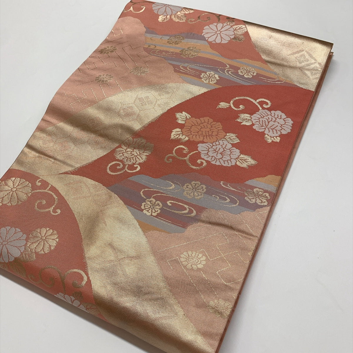 ［9318］名古屋帯 草花吉祥文様 金彩 九寸 正絹 着物