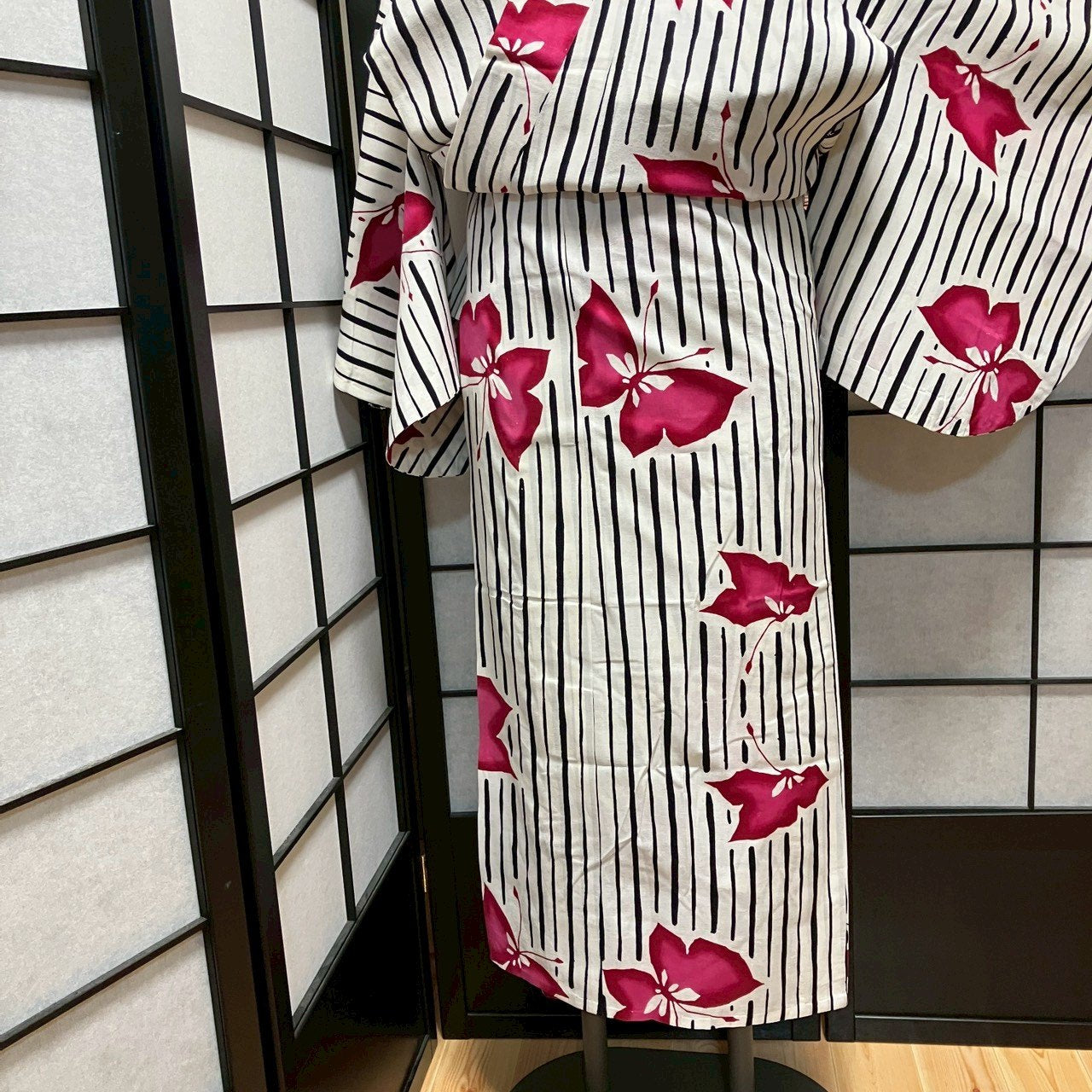［9487］浴衣 舞蝶文様 ゆかた レディース リメイク 綿