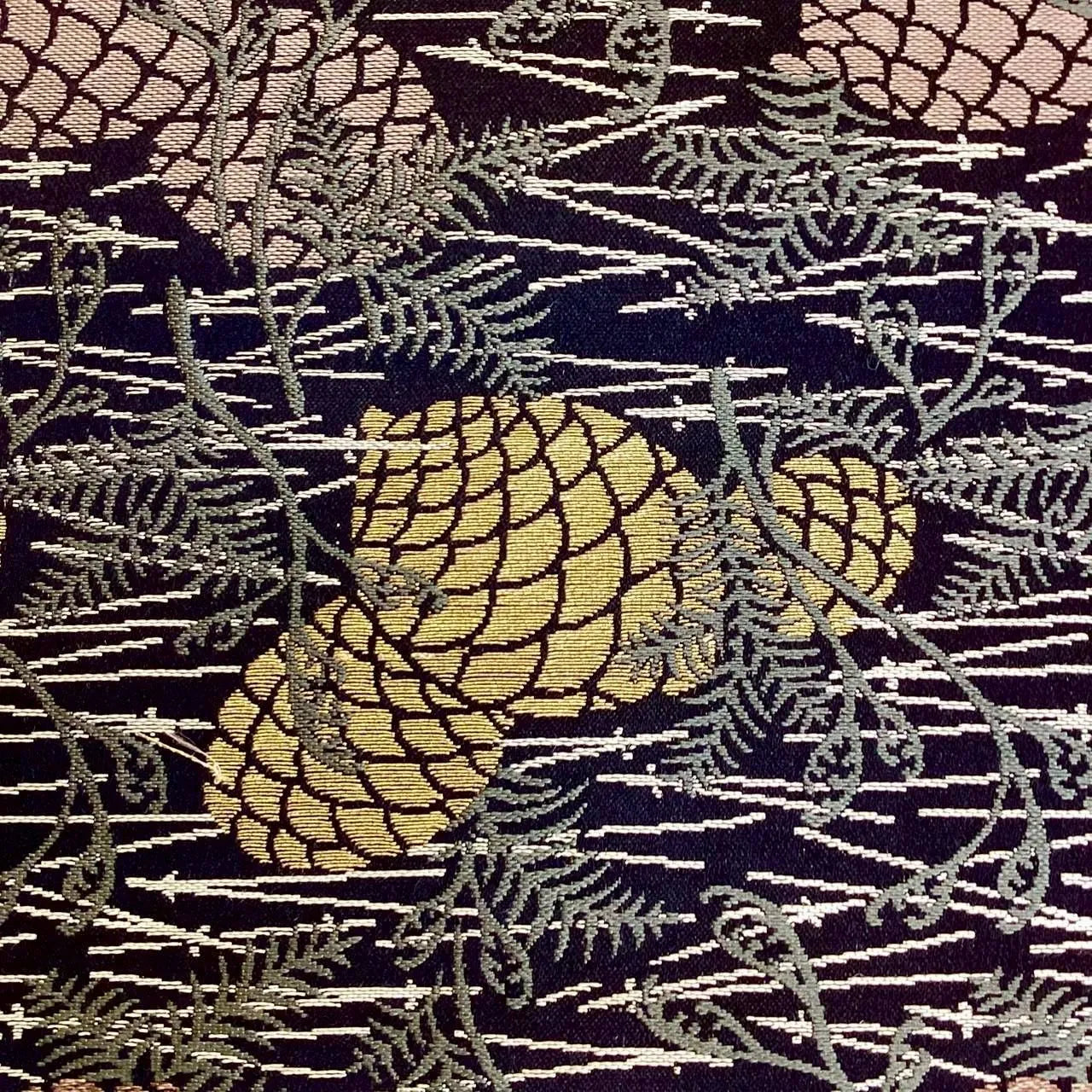 5734# Japanese Vintage Nagoya Obi Belt Kimono Fabric Silk Traditional Black