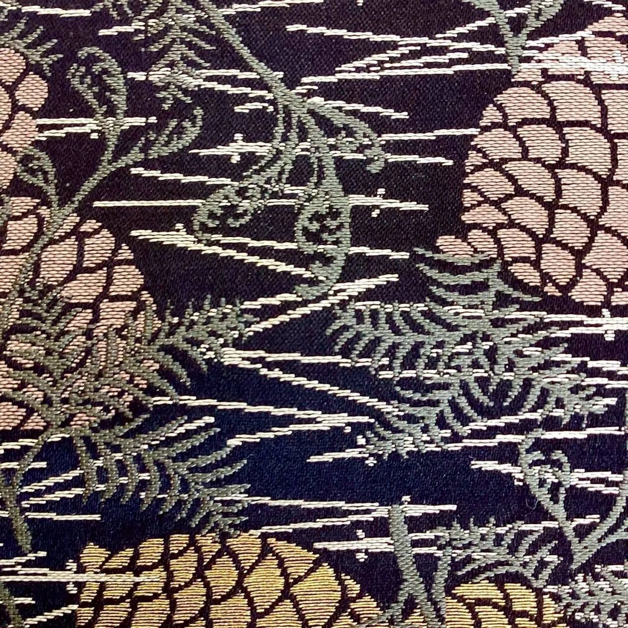 5734# Japanese Vintage Nagoya Obi Belt Kimono Fabric Silk Traditional Black