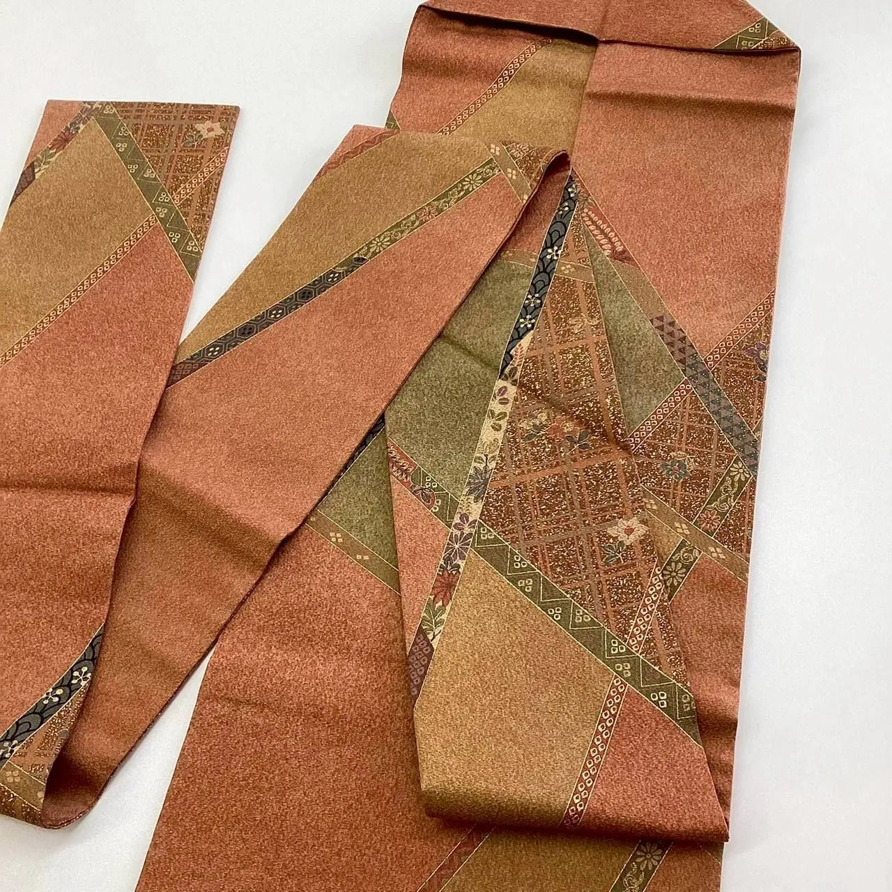 5738# Japanese Vintage Nagoya Obi Belt Kimono Fabric Silk Traditional