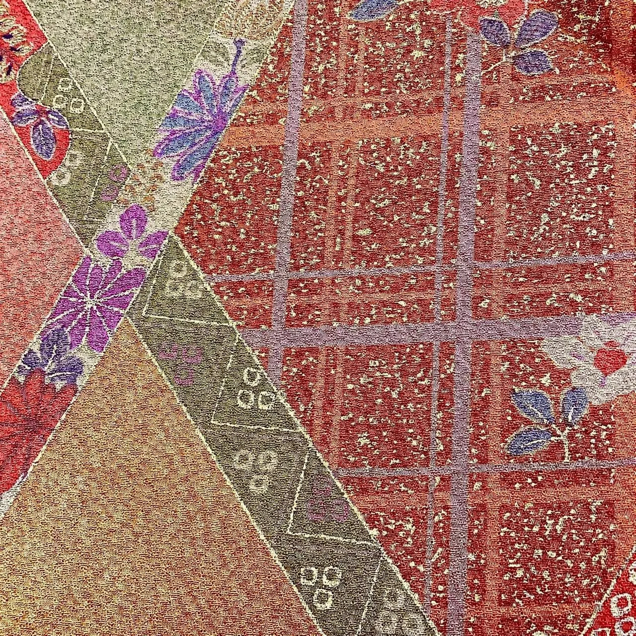 5738# Japanese Vintage Nagoya Obi Belt Kimono Fabric Silk Traditional