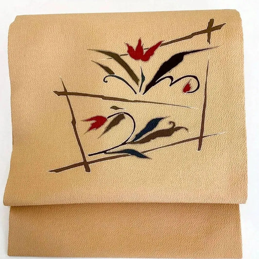5723# Japanese Vintage Nagoya Obi Belt Kimono Fabric Silk Traditional