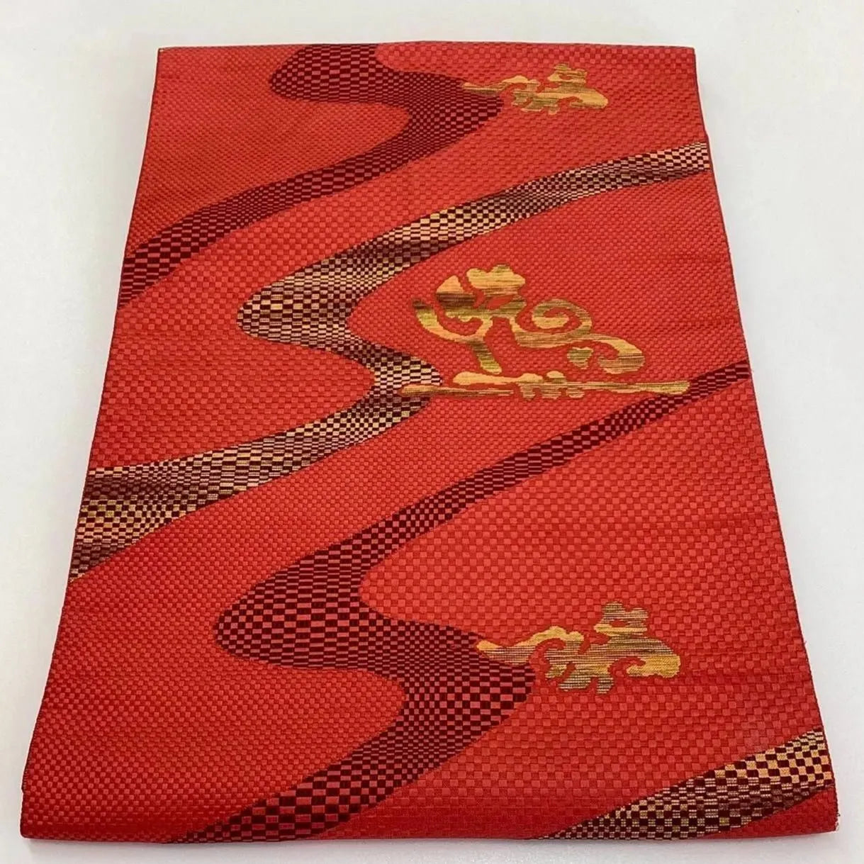 5726# Japanese Vintage Nagoya Obi Belt Kimono Fabric Silk Traditional