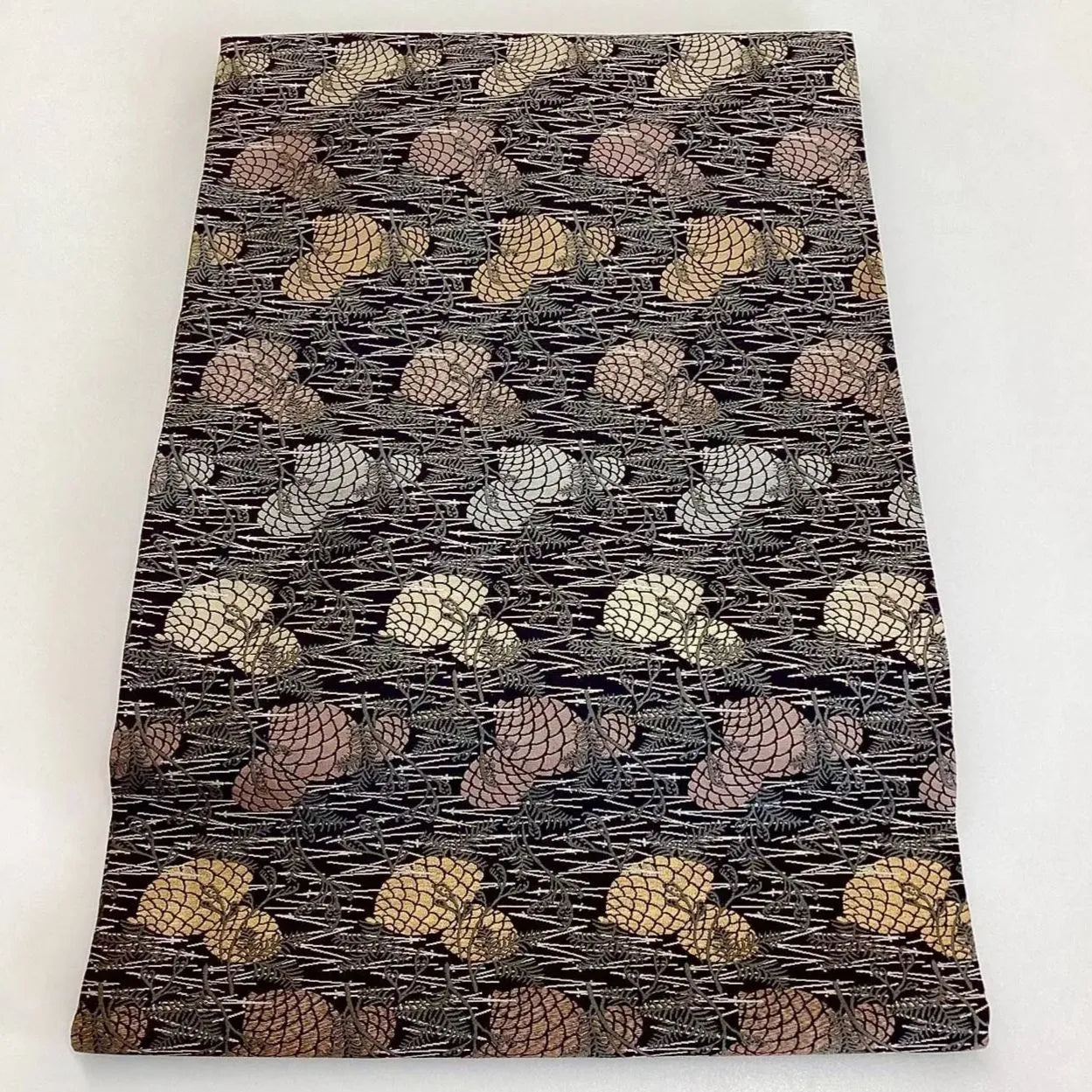 5734# Japanese Vintage Nagoya Obi Belt Kimono Fabric Silk Traditional Black