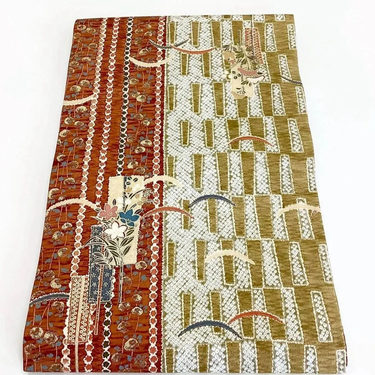 5735# Japanese Vintage Nagoya Obi Belt Kimono Fabric Silk Traditional