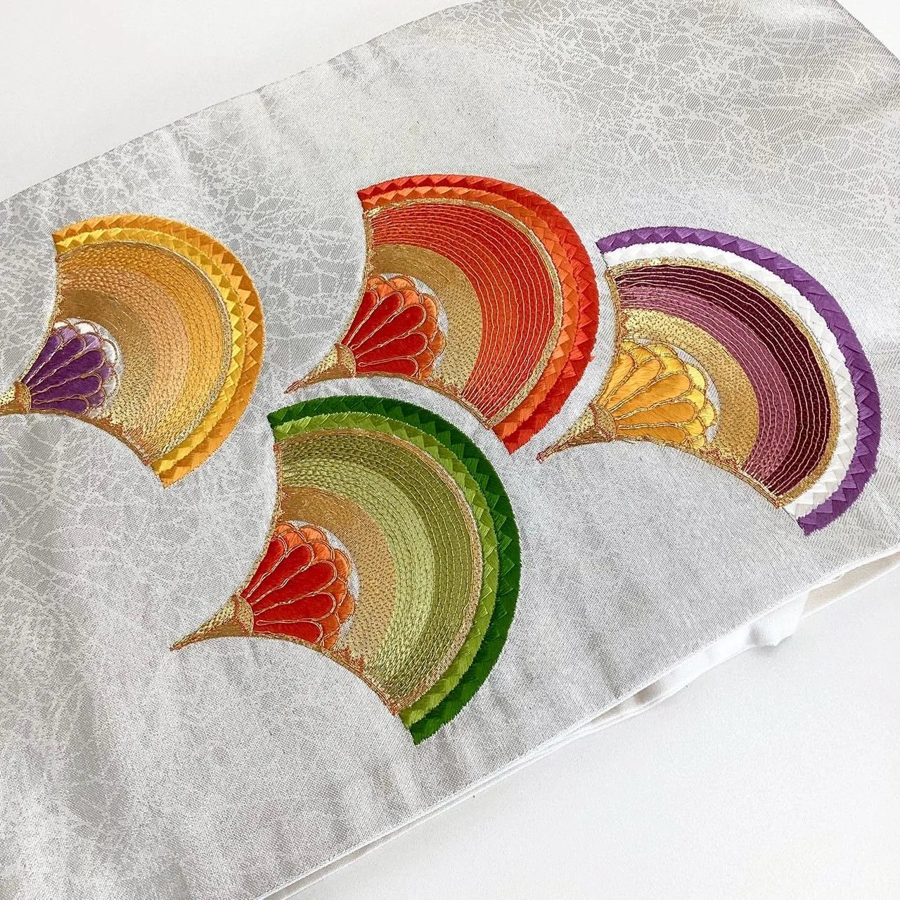 5740# Japanese Vintage Nagoya Obi Belt Kimono Fabric Silk Traditional Embroidery