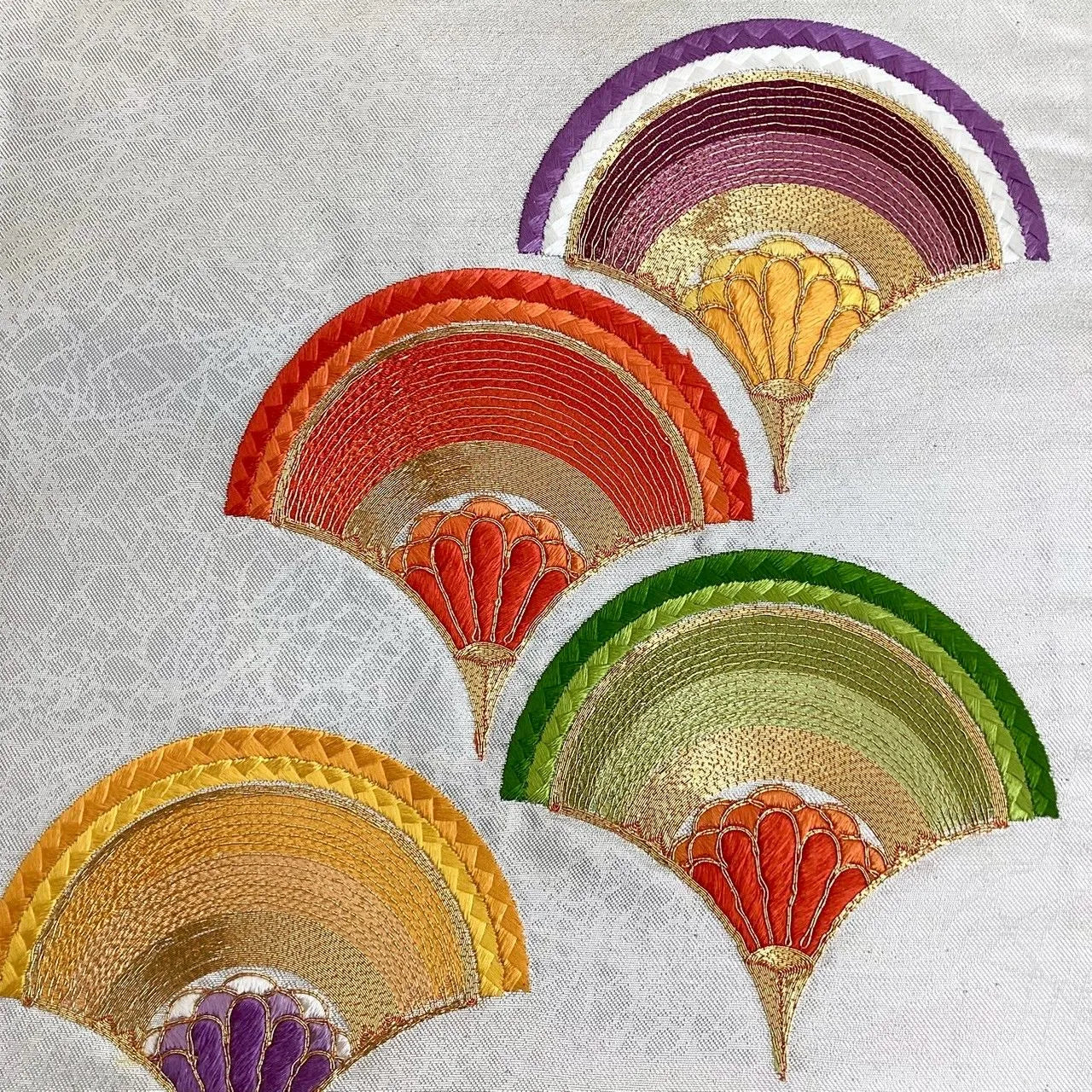 5740# Japanese Vintage Nagoya Obi Belt Kimono Fabric Silk Traditional Embroidery