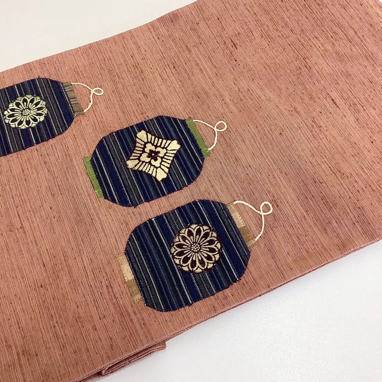 5743# Japanese Vintage Nagoya Obi Belt Kimono Pongee Fabric Silk Traditional