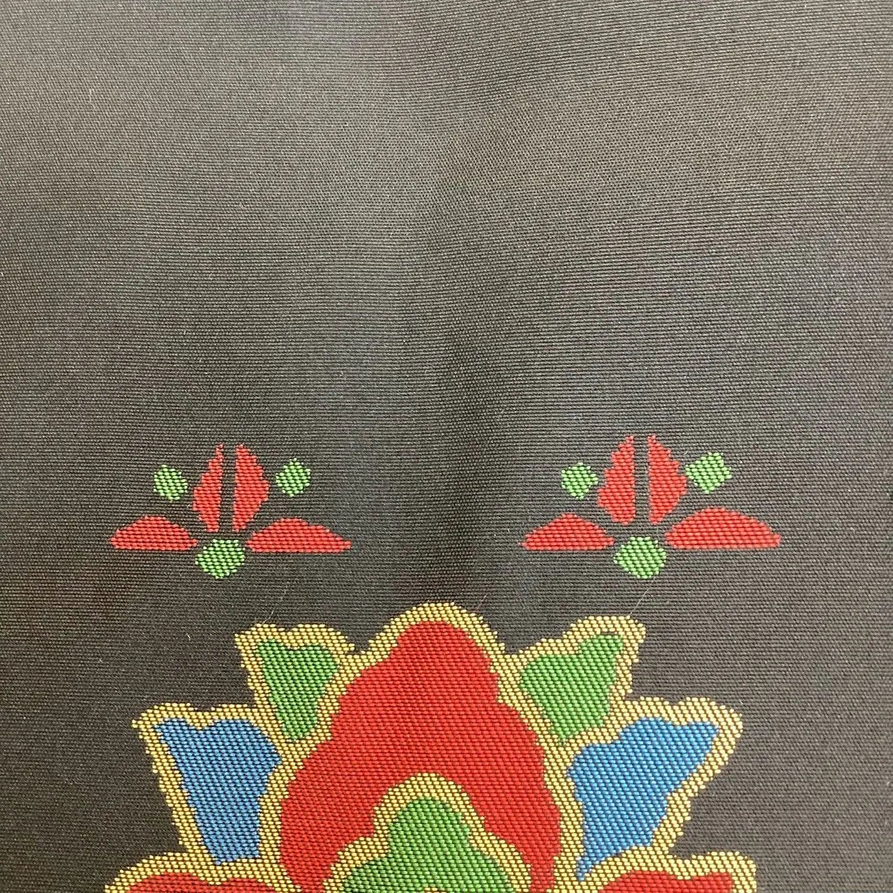 5749# Japanese Vintage Nagoya Obi Belt Kimono Fabric Silk Traditional Black