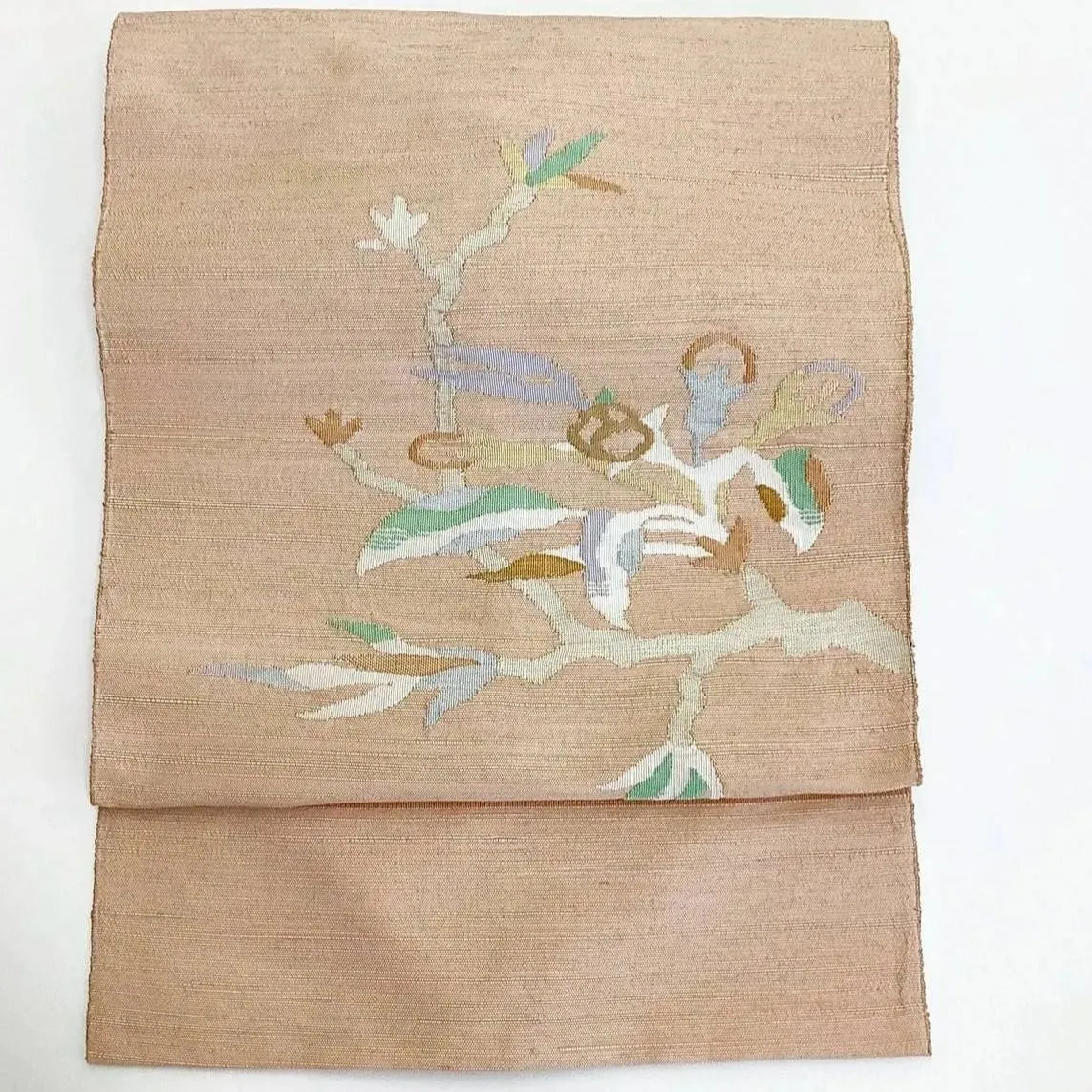 5737# Japanese Vintage Nagoya Obi Belt Kimono Pongee Fabric Silk Traditional