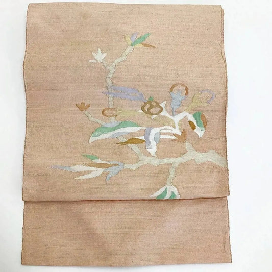 5737# Japanese Vintage Nagoya Obi Belt Kimono Pongee Fabric Silk Traditional