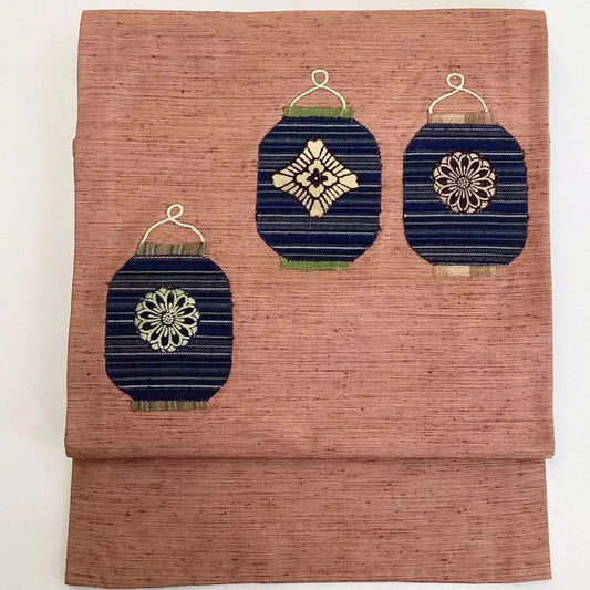 5743# Japanese Vintage Nagoya Obi Belt Kimono Pongee Fabric Silk Traditional