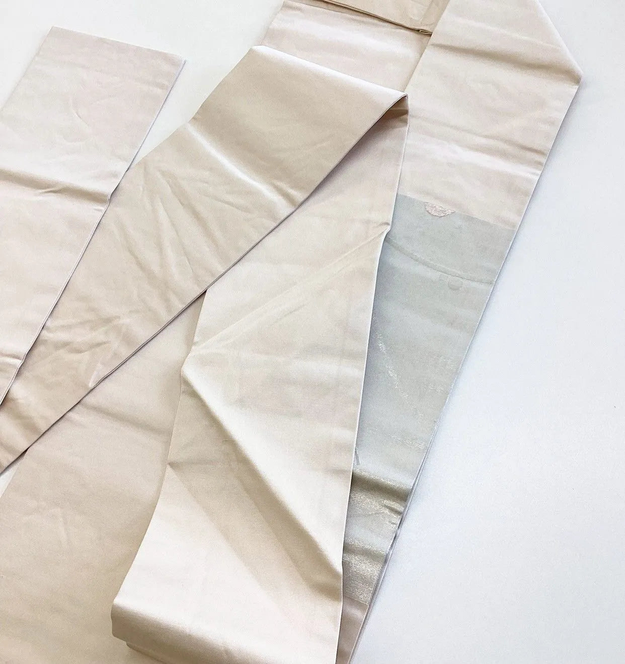 5751# Japanese Vintage Nagoya Obi Belt Kimono Fabric Silk Traditional Silver