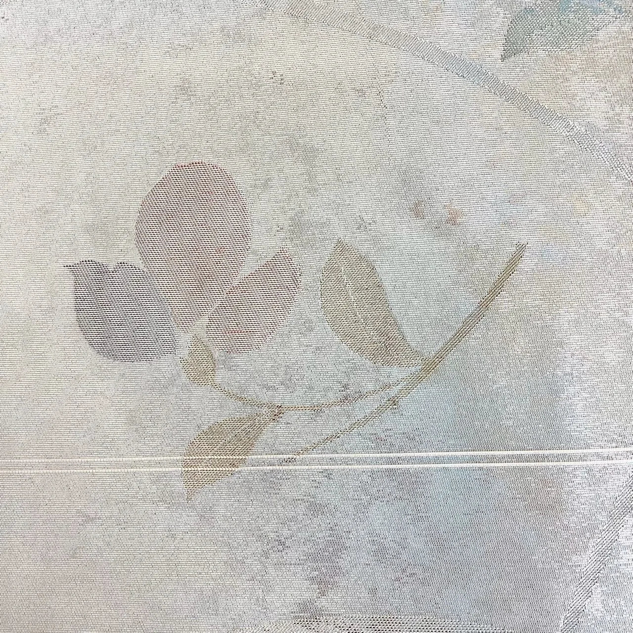 5751# Japanese Vintage Nagoya Obi Belt Kimono Fabric Silk Traditional Silver