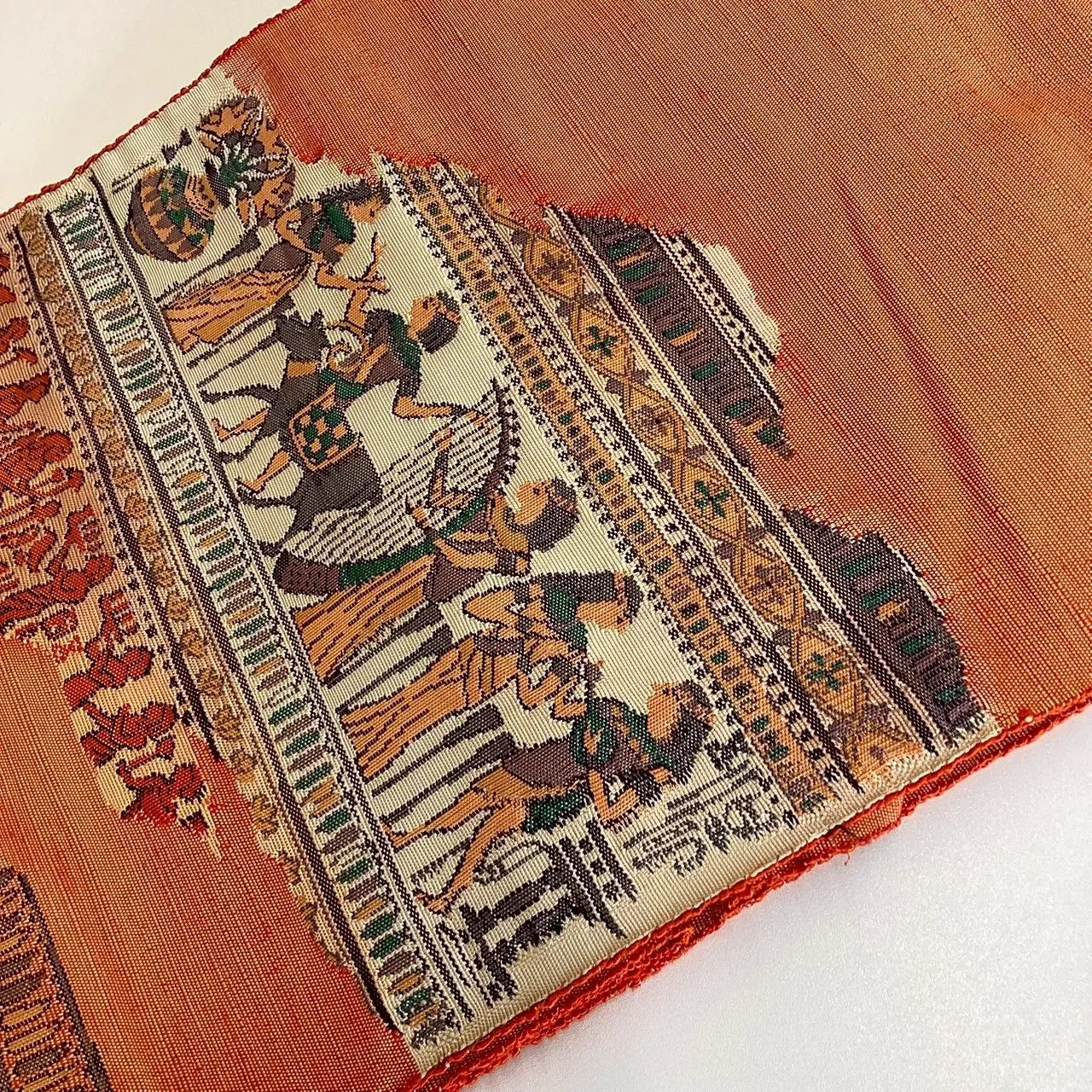 5755# Japanese Vintage Nagoya Obi Belt Kimono Pongee Fabric Silk Traditional