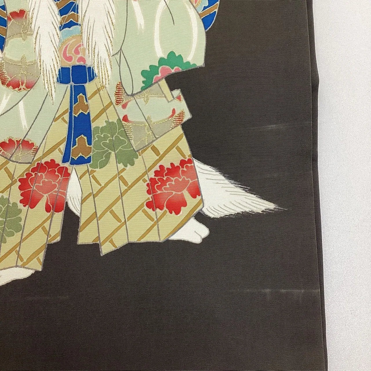 5764# Japanese Vintage Nagoya Obi Belt Kimono Fabric Silk Traditional Black