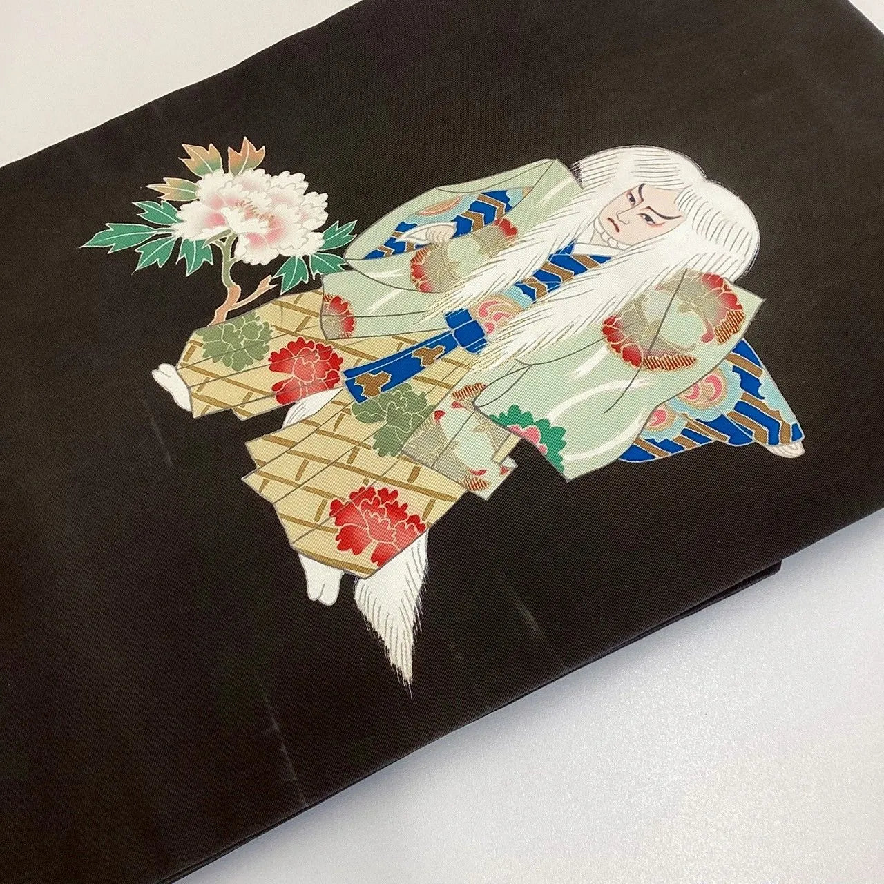 5764# Japanese Vintage Nagoya Obi Belt Kimono Fabric Silk Traditional Black