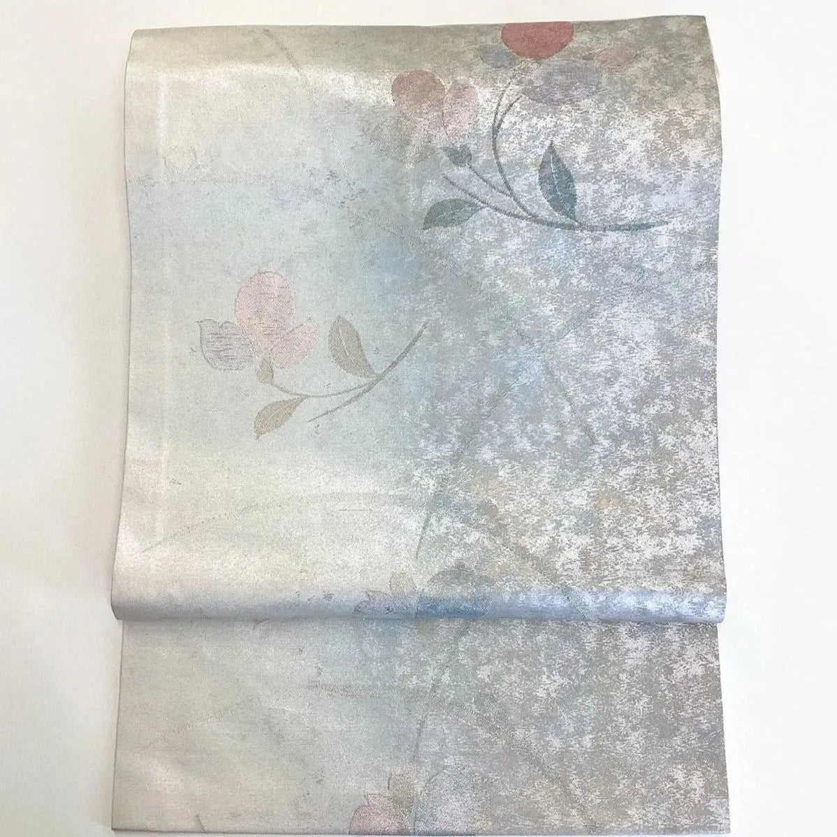 5751# Japanese Vintage Nagoya Obi Belt Kimono Fabric Silk Traditional Silver