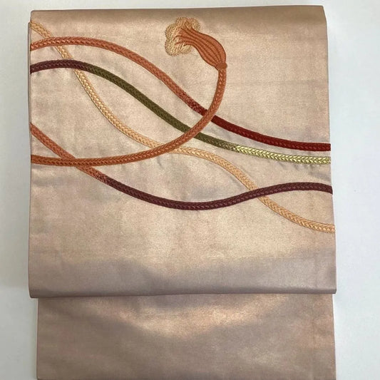 5754# Japanese Vintage Nagoya Obi Belt Kimono Fabric Silk Traditional Embroidery