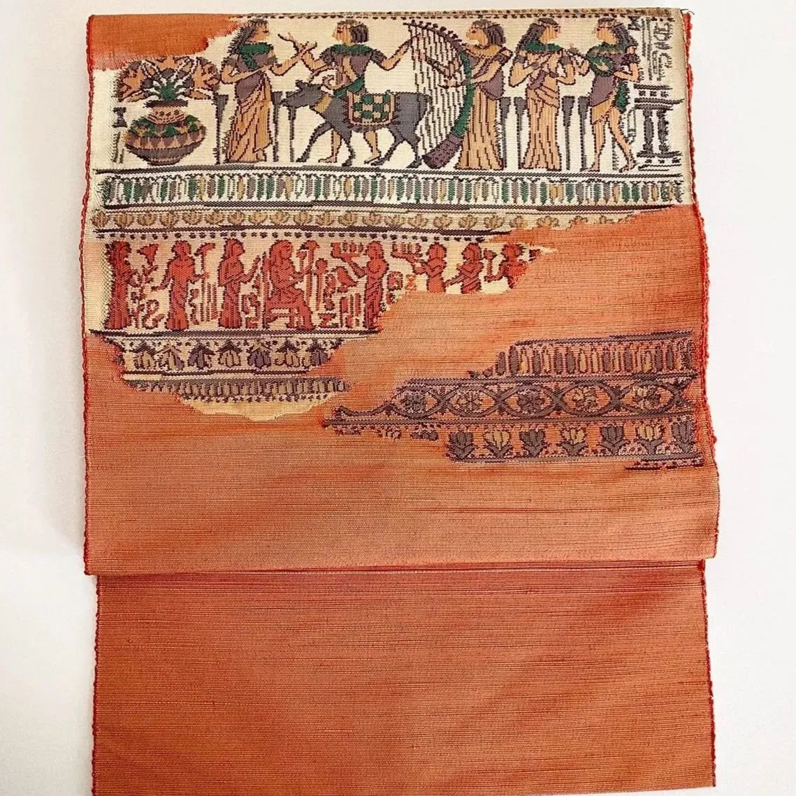 5755# Japanese Vintage Nagoya Obi Belt Kimono Pongee Fabric Silk Traditional