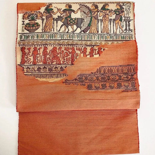 5755# Japanese Vintage Nagoya Obi Belt Kimono Pongee Fabric Silk Traditional