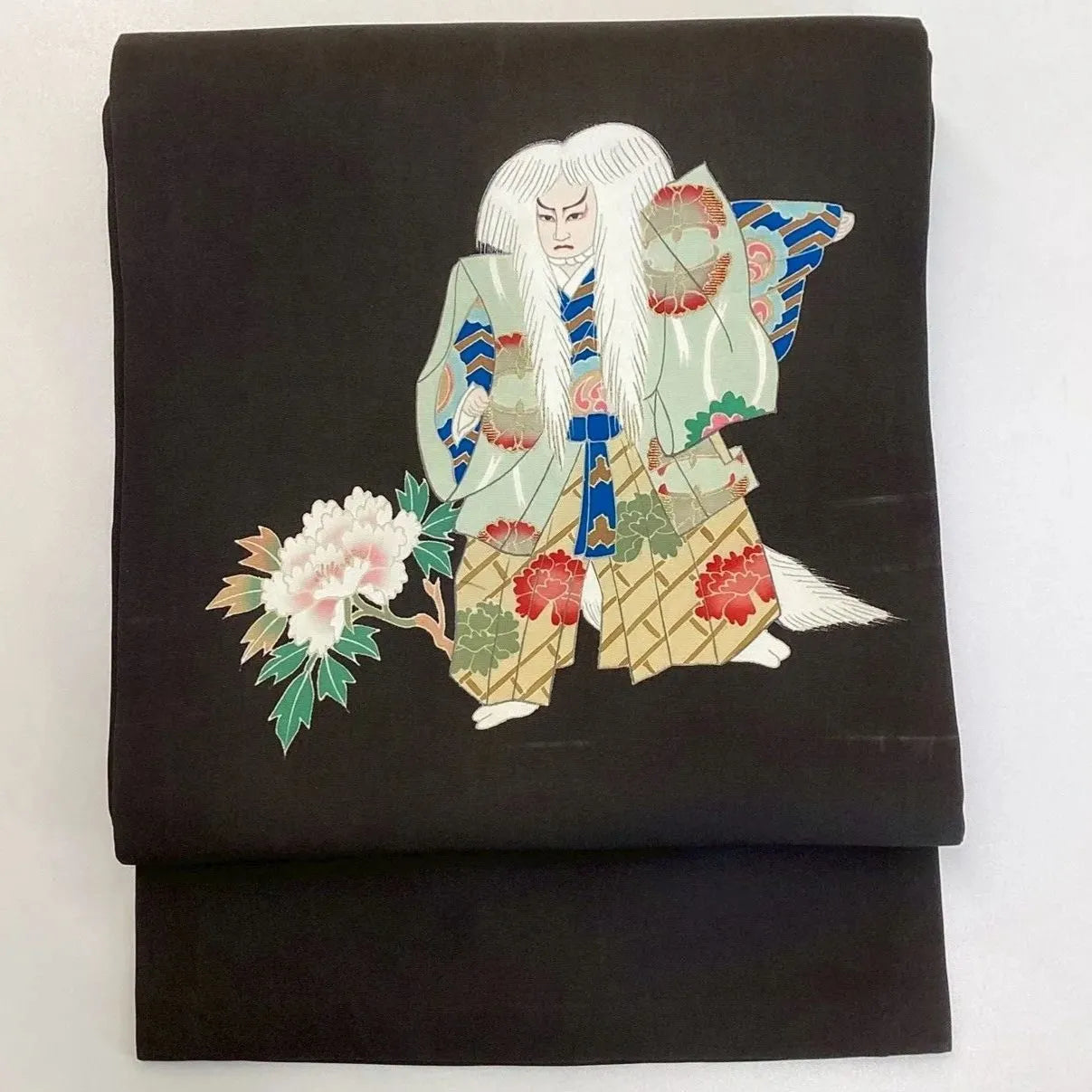 5764# Japanese Vintage Nagoya Obi Belt Kimono Fabric Silk Traditional Black