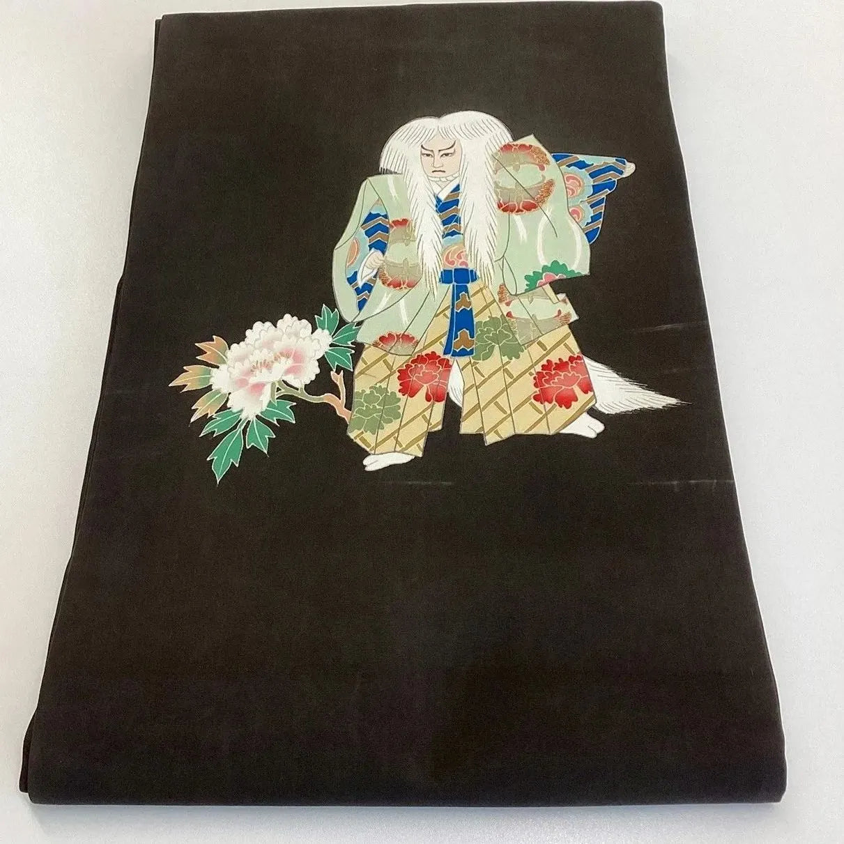 5764# Japanese Vintage Nagoya Obi Belt Kimono Fabric Silk Traditional Black