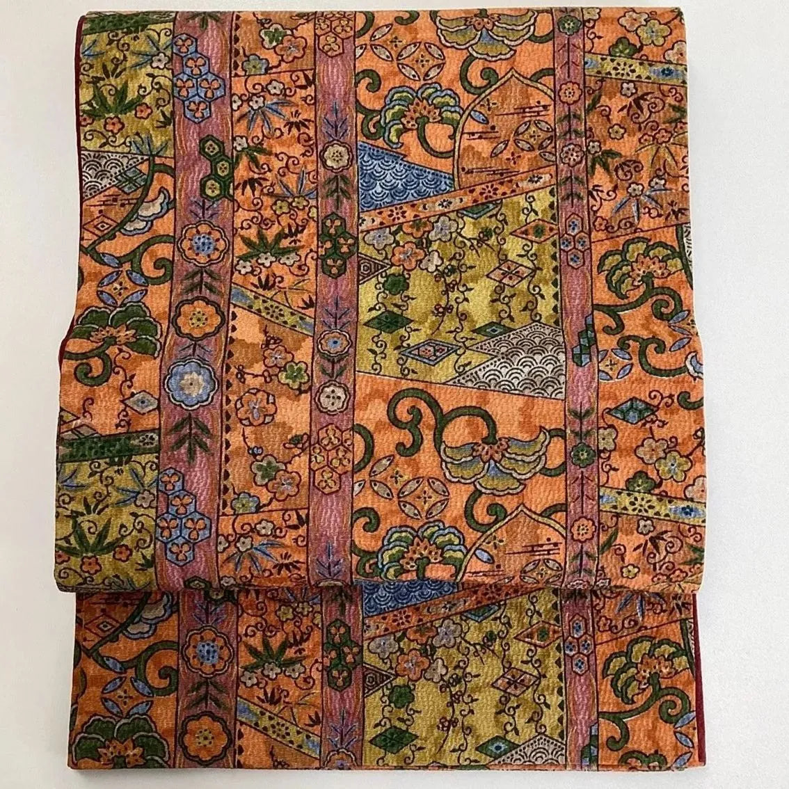 5777# Japanese Vintage Nagoya Obi Belt Kimono Fabric Silk Traditional