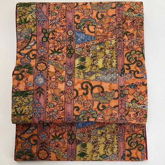 5777# Japanese Vintage Nagoya Obi Belt Kimono Fabric Silk Traditional