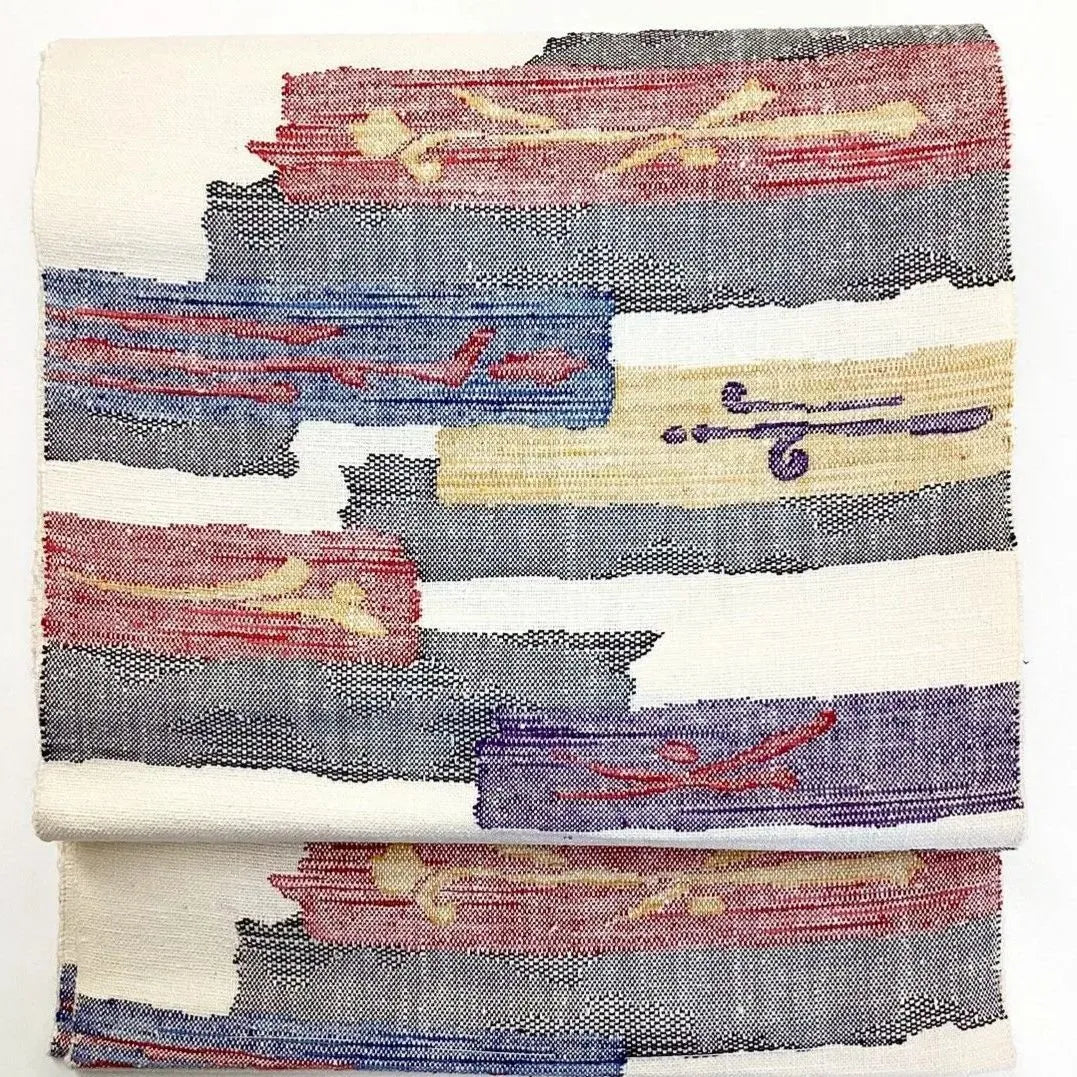 5784# Japanese Vintage Nagoya Obi Belt Kimono Pongee Fabric Silk Traditional