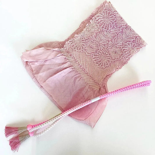 5845# Japanese Kimono Accessory Obiage and Obijime 2-piece Set Silk Shibori