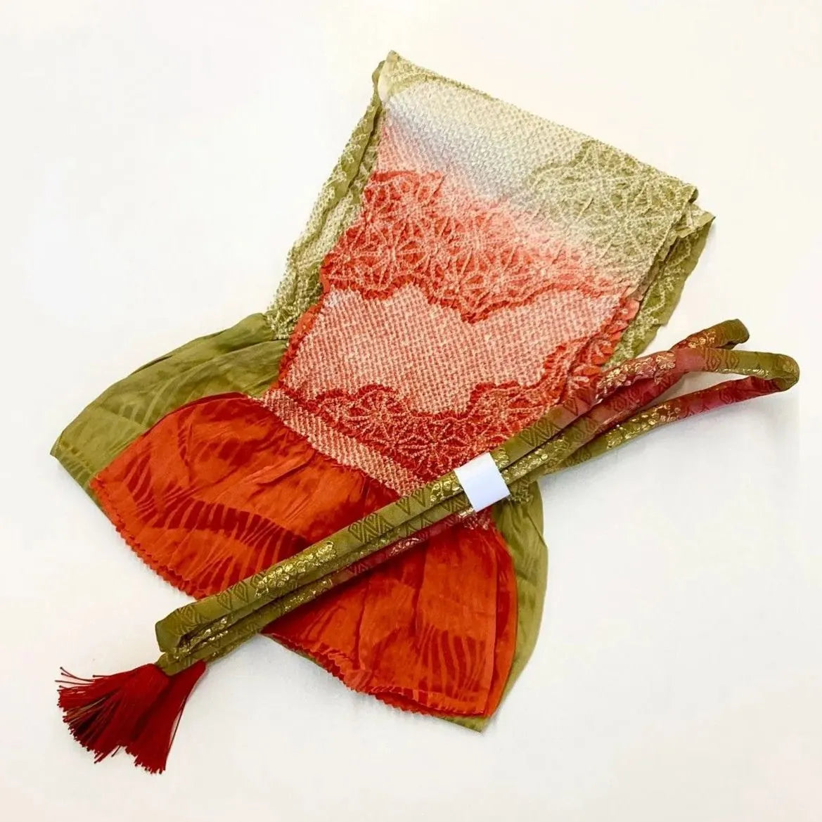5865# Japanese Kimono Accessory Obiage and Obijime 2-piece Set Silk Shibori
